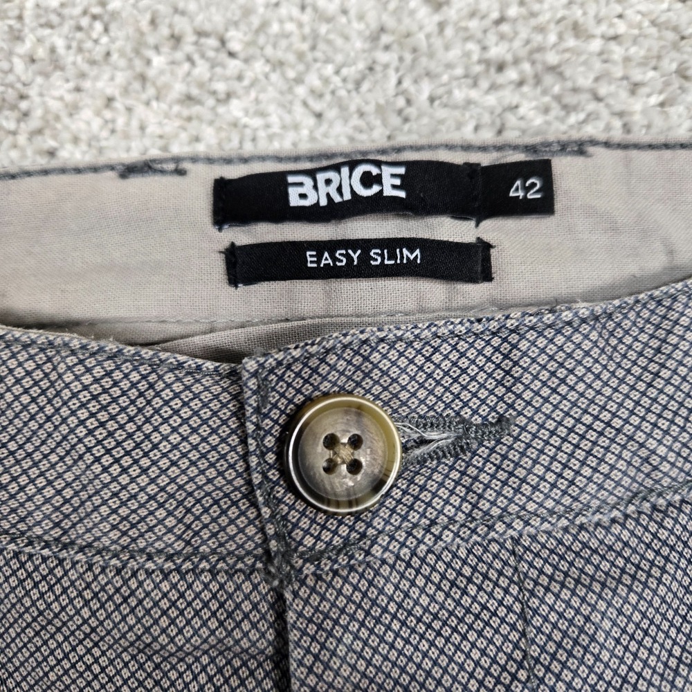 Brice Pants Easy Slim‎ mens (France 42) 34x33 gray/blue diamond polka dot